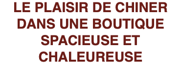 LE PLAISIR DE CHINER DANS UNE BOUTIQUE SPACIEUSE ET CHALEUREUSE